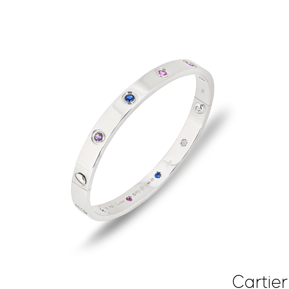 Cartier White Gold Coloured Stones Love Bracelet Size 17 B6036317 Cartier White Gold Coloured Stones Love Bracelet Size 17 B6036317